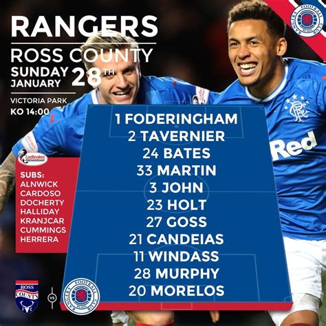 LINEUP | vs Ross County : rangersfc