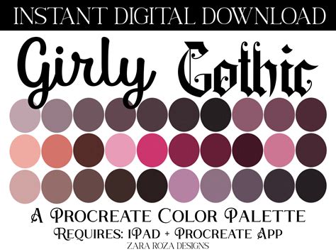 Girly Gothic Procreate Color Palette Grafica di ZaraRozaDesigns ...