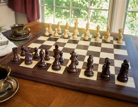 Tournament size wooden chess set walnut board with solid | Etsy