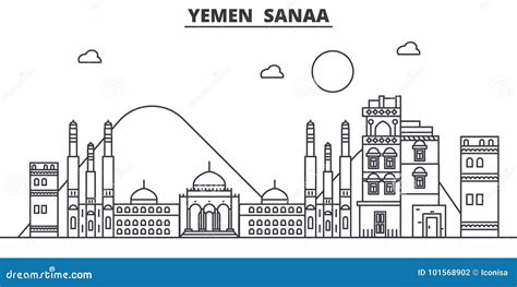 Yemen, Sanaa Architecture Line Skyline Illustration. Linear Vector ...