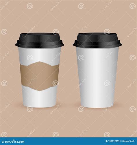 Realistic 3d Paper White Coffee Cup. Design Template for Graphics ...