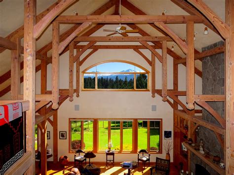 Dramatic hammer truss great room - and what a view! From Earthwood Timber Frame Homes of Oregon ...