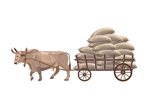 Bullock Cart Vector Stock Illustration - Download Image Now - iStock