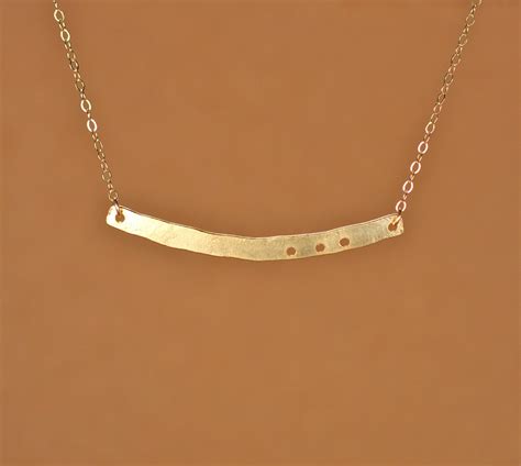 Gold bar necklace - bar necklace - simple - minimalist - a 14k gold ...