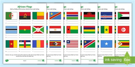 Flags of Africa Worksheet (teacher made) - Twinkl