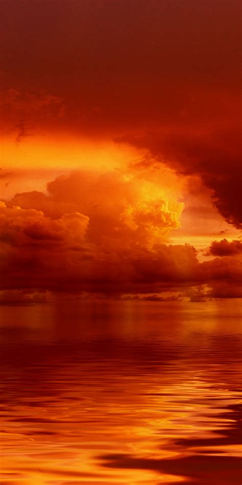 Download wallpaper 1080x2160 red clouds, storm, sunset, art, honor 7x ...