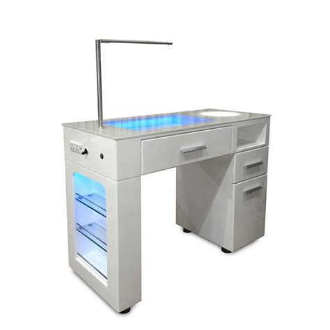 Portable glass salon furniture nail technician desk spa manicure table station-China salon nail ...