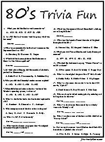 80's trivia will test the memory banks of a great decade.