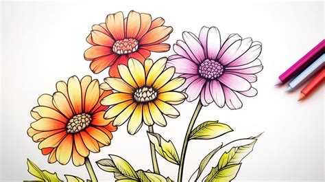 Color Pencil Drawing A Flowers Using Colored Pencils Backgrounds | JPG ...