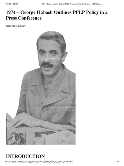 1974 George Habash Outlines PFLP Policy in A Press Conference - MLM Library | PDF | Popular ...