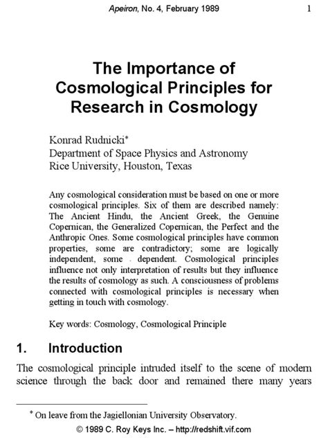 The Importance of Cosmo The Importance of Cosmological ...