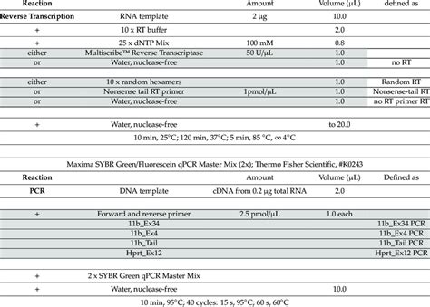 Detailed protocol of the reverse transcription and PCR reactions... | Download Scientific Diagram