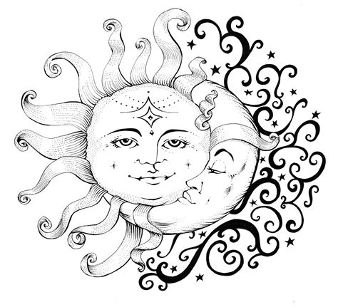 Celestial Sun And Moon Drawing at PaintingValley.com | Explore ...