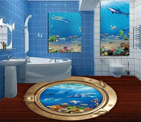 3D The Underwater World 003 Floor Mural Self-Adhesive Sticker Bathroom ...