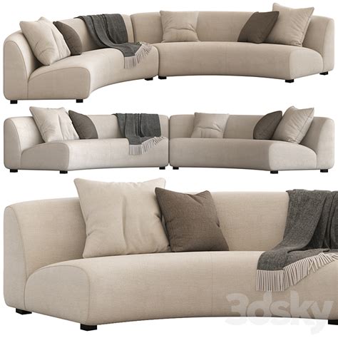 [3DSKY] Coco Republic Adele Curved Modular Sofa 3D Model | NEW UPDATE 2023