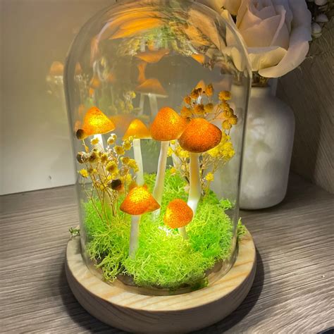 Orange Mushroom Light Mushroom Lamp Handmade Retro Night Light for Home ...