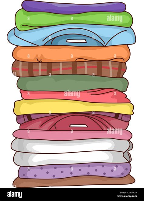 Illustration Featuring a Pile of Folded Clothes Stock Photo - Alamy