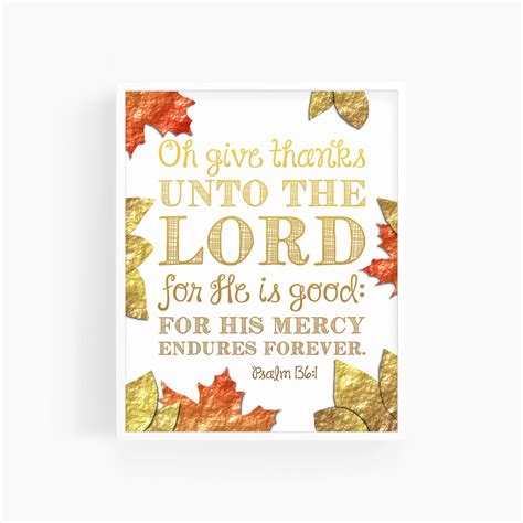 Psalm 136:1 Fall Leaves | Bible Verse Art Print – Scripture And Grace