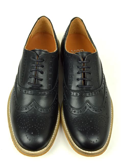 The Edie – Ladies Black Leather Brogue Shoes – Mod Shoes