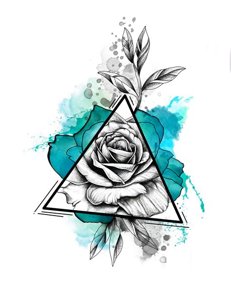 Triangle Rose Tattoo Design