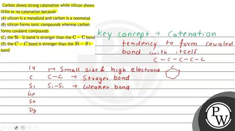 Carbon shows strong catenation while silicon shows little or no ...