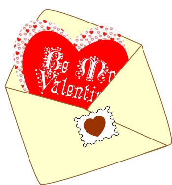 Valentine Card in Envelope Clip Art