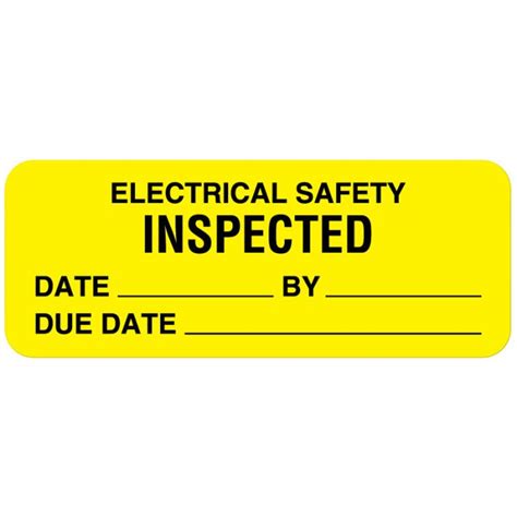 Inspected Date By, Electrical Equipment Safety Label, 2-1/4" x 7/8 ...