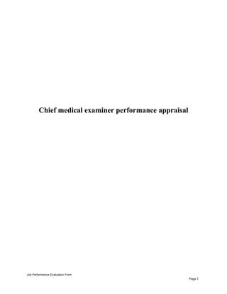 Chief medical examiner performance appraisal | PDF