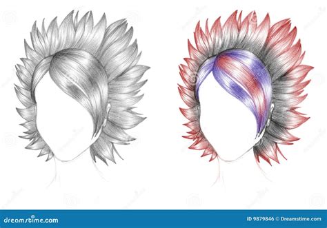 Emo hair sketch stock illustration. Illustration of beauty - 9879846