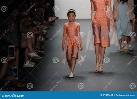 A Model Walks the Runway at the Vicky Zhang Parent Child Collection S/S 2017 Editorial Stock ...