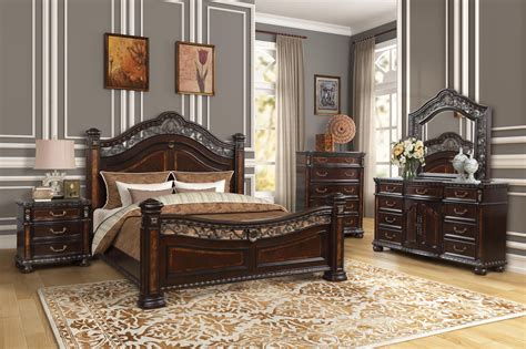 Transitional Durable 4pc Queen Size Master Bedroom Set Bed Dresser Mirror Nightstand HB FB ...