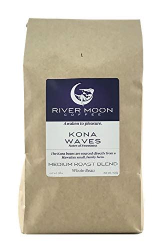 Kona Coffee Beans, Medium Roast, 2 Lbs., Kona Waves Hawaiian Blend ...