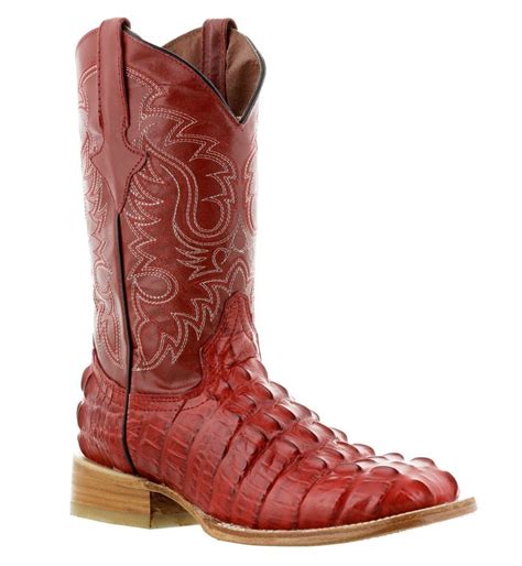 ICYMI: Mens Red Crocodile Alligator Tail Leather Western Cowboy Boots Riding Square: $109.98 End ...