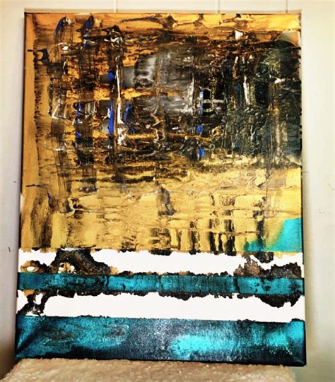 Turquoise and Gold Abstract Wall Art - Etsy