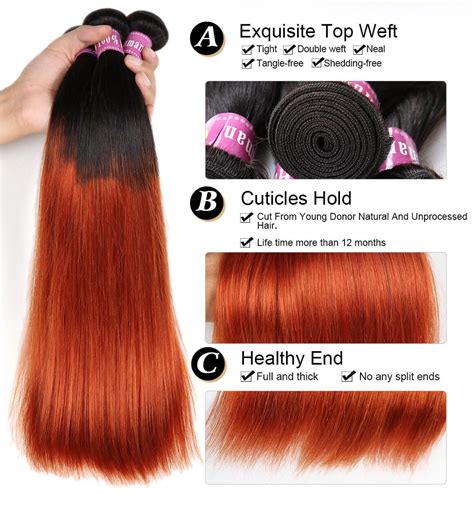 1B/350 Color Ombre Hair Straight Bundles Human Virgin Hair Free ...