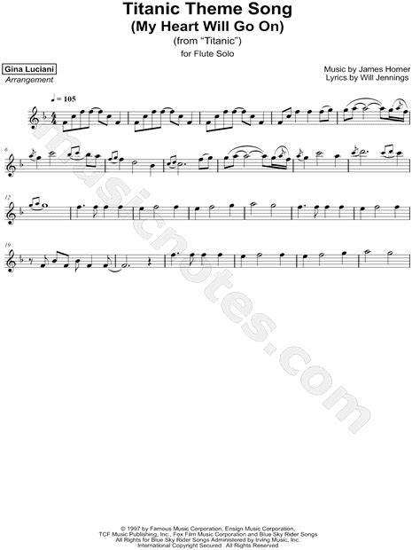 Titanic theme song flute sheet music - kumpeak