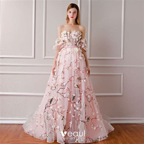 Flower Fairy Blushing Pink Prom Dresses 2019 A-Line / Princess ...