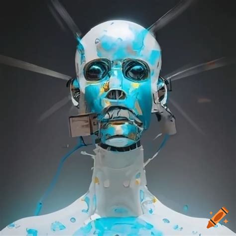 Robot creating artwork in a large studio
