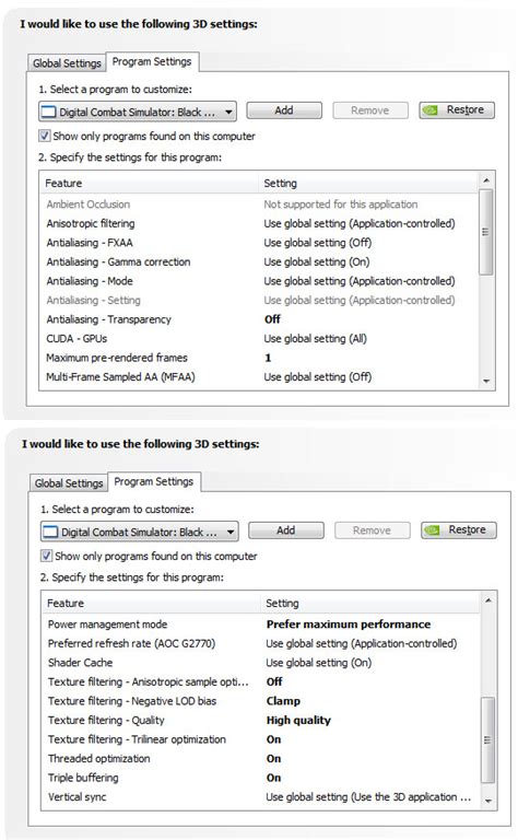 Recommended NVIDIA and game graphics settings? - SimHQ Forums