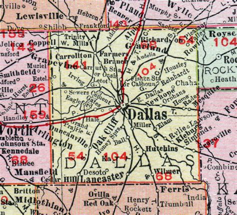 Dallas County, Texas, 1911, Map, Rand McNally, Garland, Mesquite, Lancaster