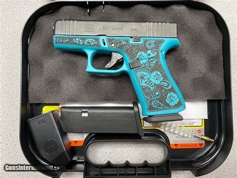 GLOCK 43X Custom Engraved Glock & Roses Handgun 3.41 Barrel Tiffany Frame