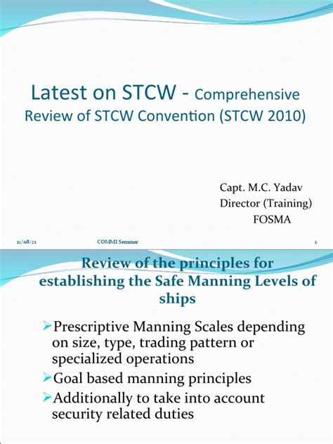 Latest On STCW - : Comprehensive Review of STCW Convention (STCW 2010 ...