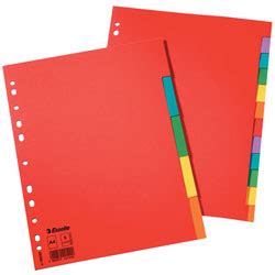 Esselte 100% Recycled Multicoloured A4 Cardboard Dividers | Rapid Online