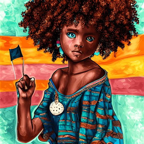 African Dark Brown Girls with Netherlands Flag Brushstrokes · Creative Fabrica