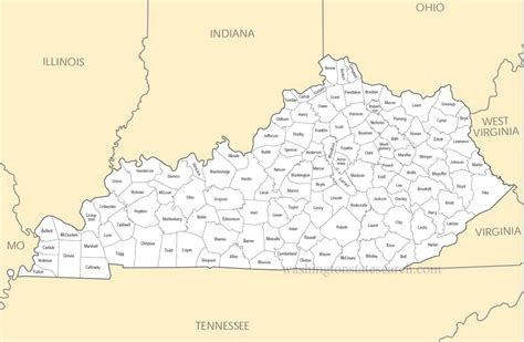 Printable Map Of Kentucky Counties