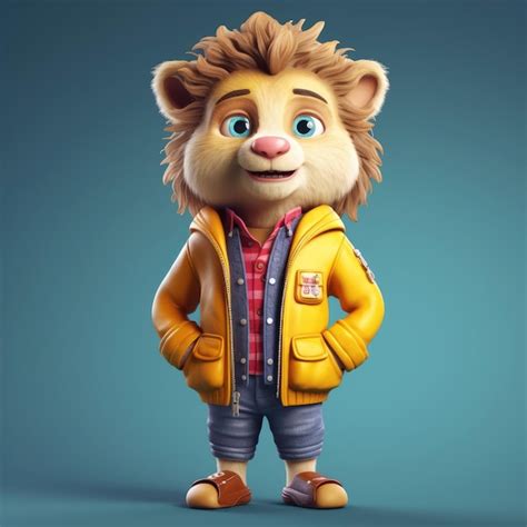 Premium AI Image | 3D animal cartoon funny wearing clothes with studio background