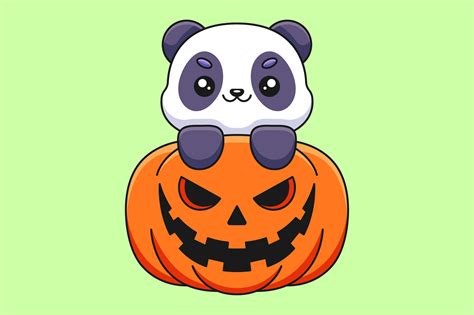 Cute Pumpkin Panda Halloween Cartoon Graphic by Artcuboy · Creative Fabrica