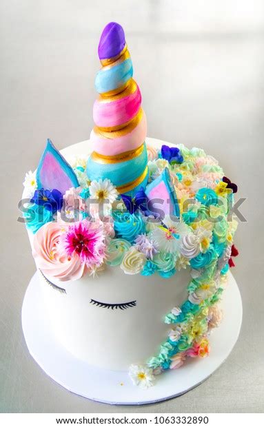 Unicorn Birthday Cake White Cake Multicolour Stock Photo 1063332890 | Shutterstock