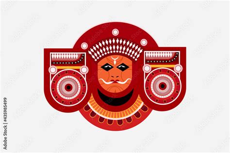 Illustration of a Theyyam face. Theyyam is a ritualistic art of Kerala ...