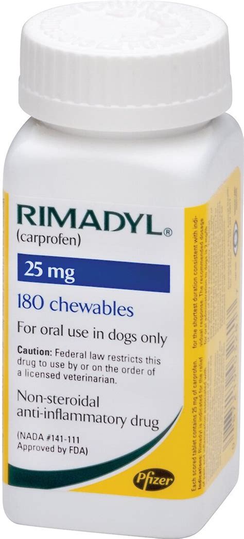 Rimadyl (Carprofen) Chewable Tablets for Dogs, 25-mg, 180 chewable ...